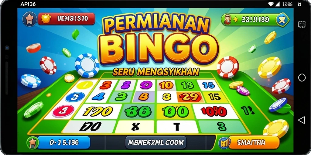 Screenshots menunjukkan gameplay seru di API36 dengan kartu Bingo berwarna-warni.