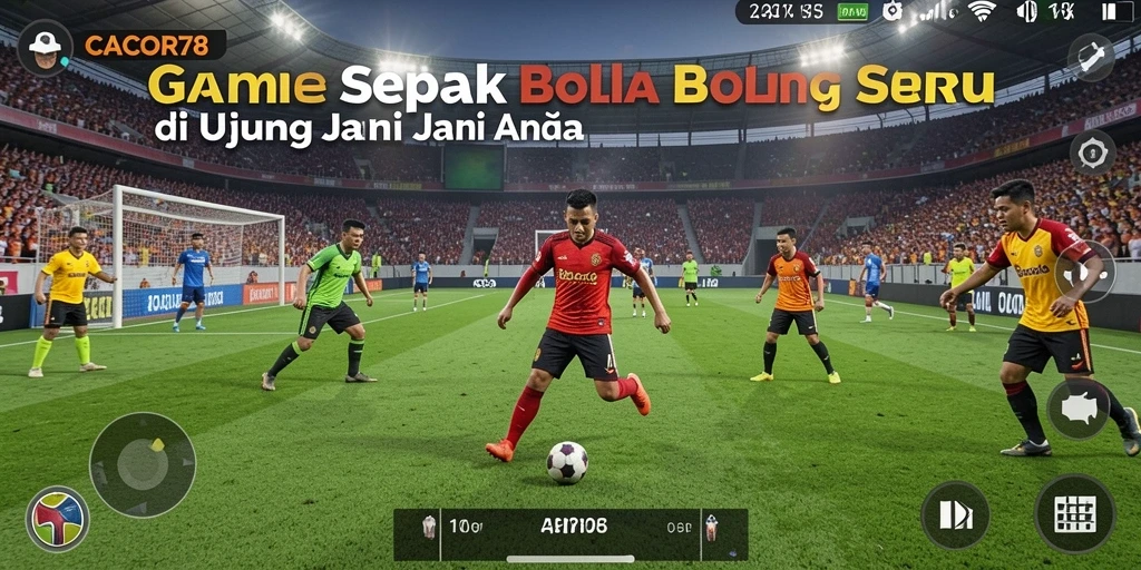 Tampilan gameplay seru dalam CACOR78 dengan aksi sepak bola yang mendebarkan.