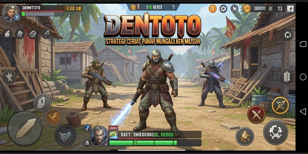 Screenshot DENTOTO menampilkan aksi pertempuran strategi yang intens.