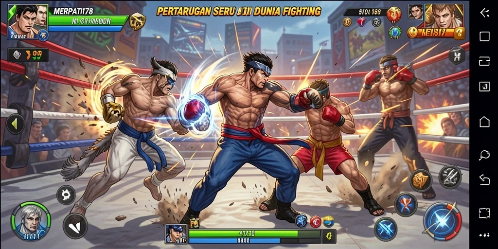 Tangkapan layar utama MERPATI178 menampilkan duel pertarungan yang intens.