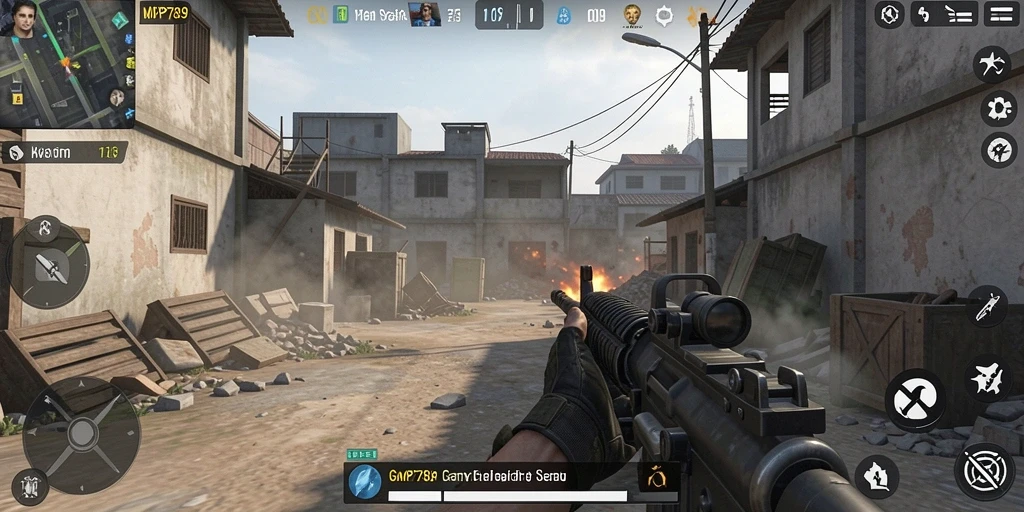 Gameplay mendebarkan dalam pertempuran FPS yang intens.