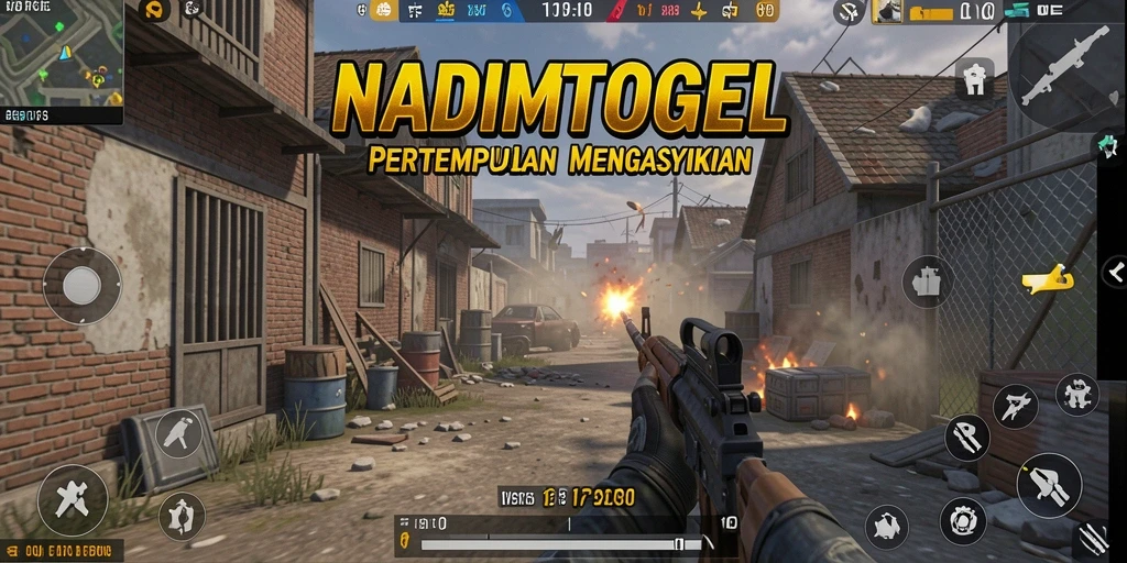Screenshot aksi menegangkan dalam game FPS NADIMTOGEL.