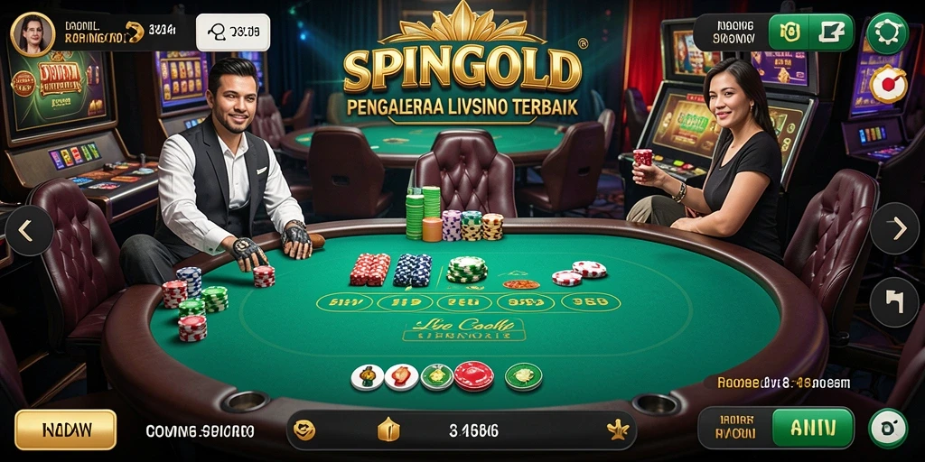 Screenshot SPINGOLD menampilkan dealer langsung dan permainan Live Casino yang menarik.