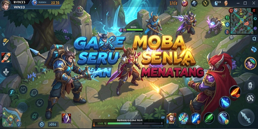 Screenshot menampilkan aksi seru dalam permainan MOBA WIN33.